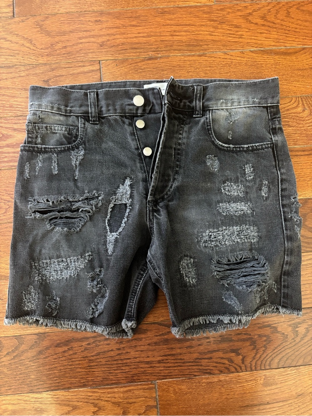 Faith Connexion Black Distressed Denim Shorts